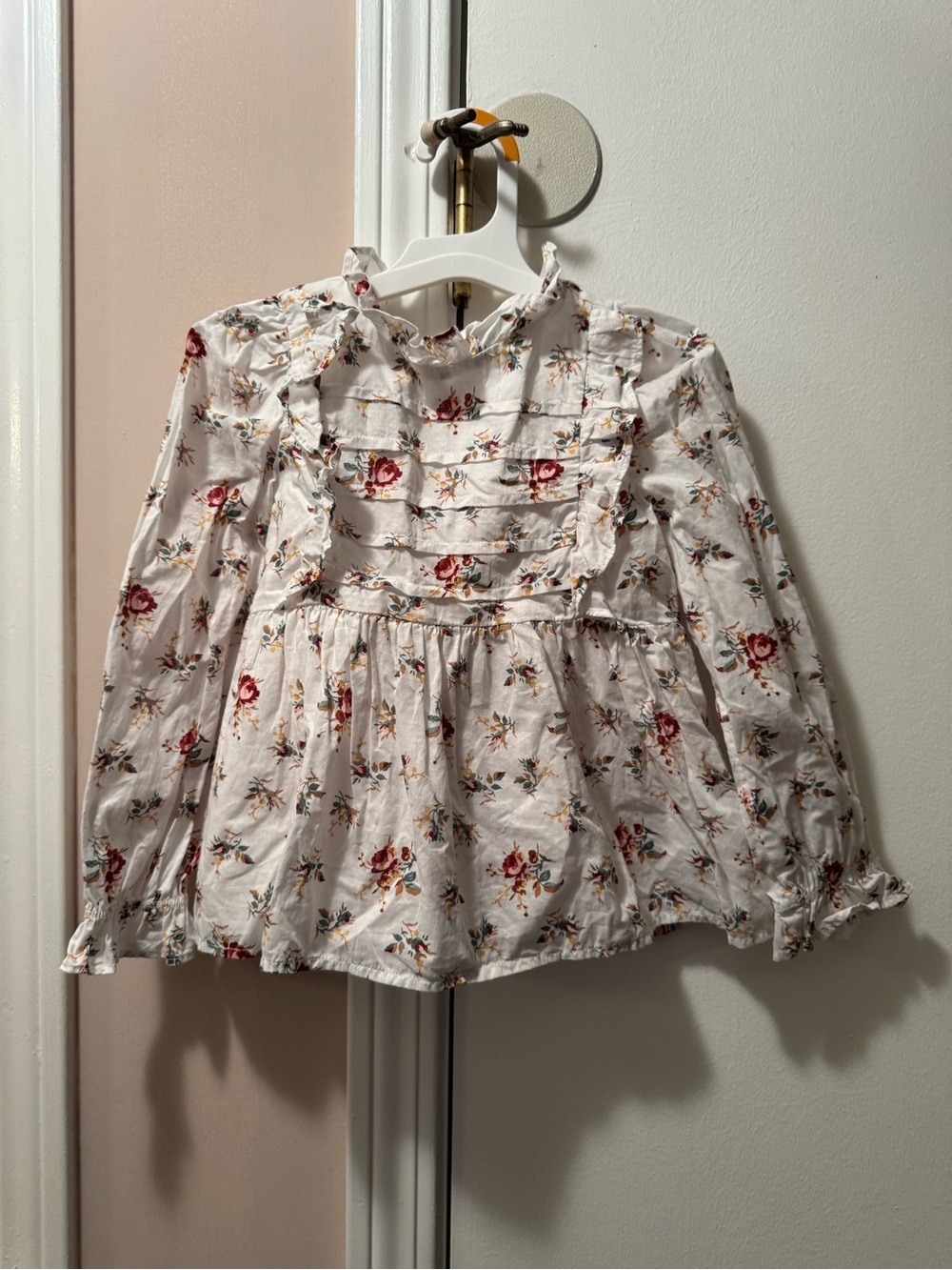 Janie and Jack White Floral Ruffle Pintuck Blouse
